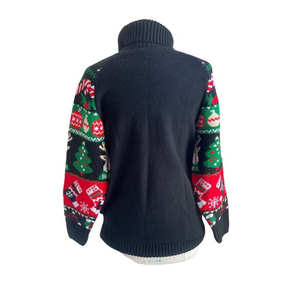 HOLIDAY Sweater Womens Sz Small Black Turtleneck Novelty Reindeer Ornament - Picture 5 of 6